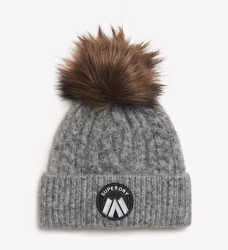 Luxe Gebreide Beanie met Kabelpatroon Grijs Grootte: 1SIZE