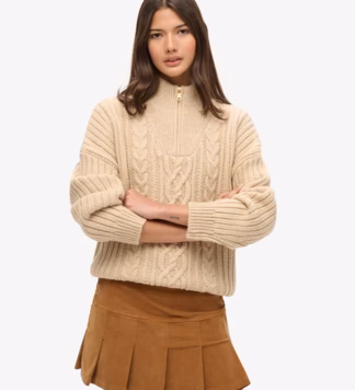Geplooide Vintage Minirok van Corduroy Bruin Grootte: 42