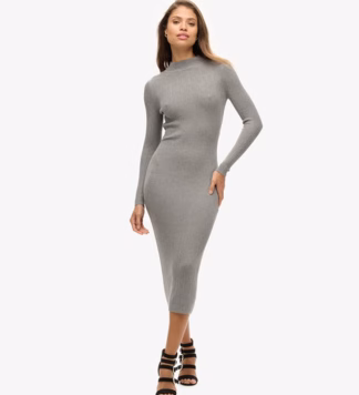 Rugloze Bodycon Midi-jurk Grijs Grootte: 38