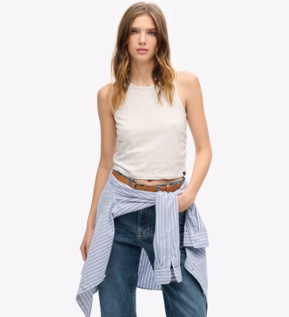 Tanktop met Ruches Grijs Grootte: 38