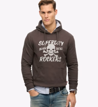 Hoodie met Zwarte Schedel Bruin Grootte: XL
